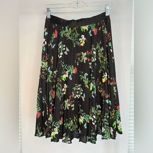 EXPRESS High Waisted Floral Pleated Midi Skirt size XS